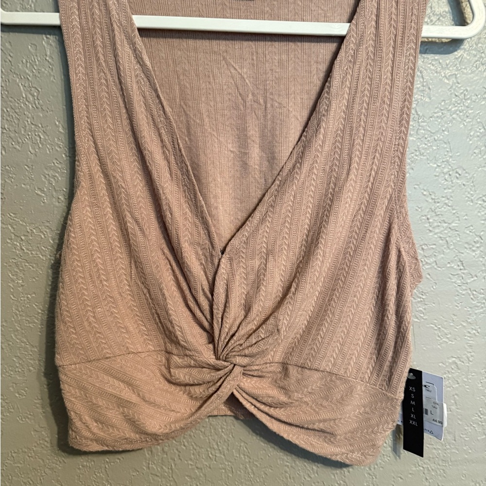 O'Neill Twist Front Tan Crop Top LARGE